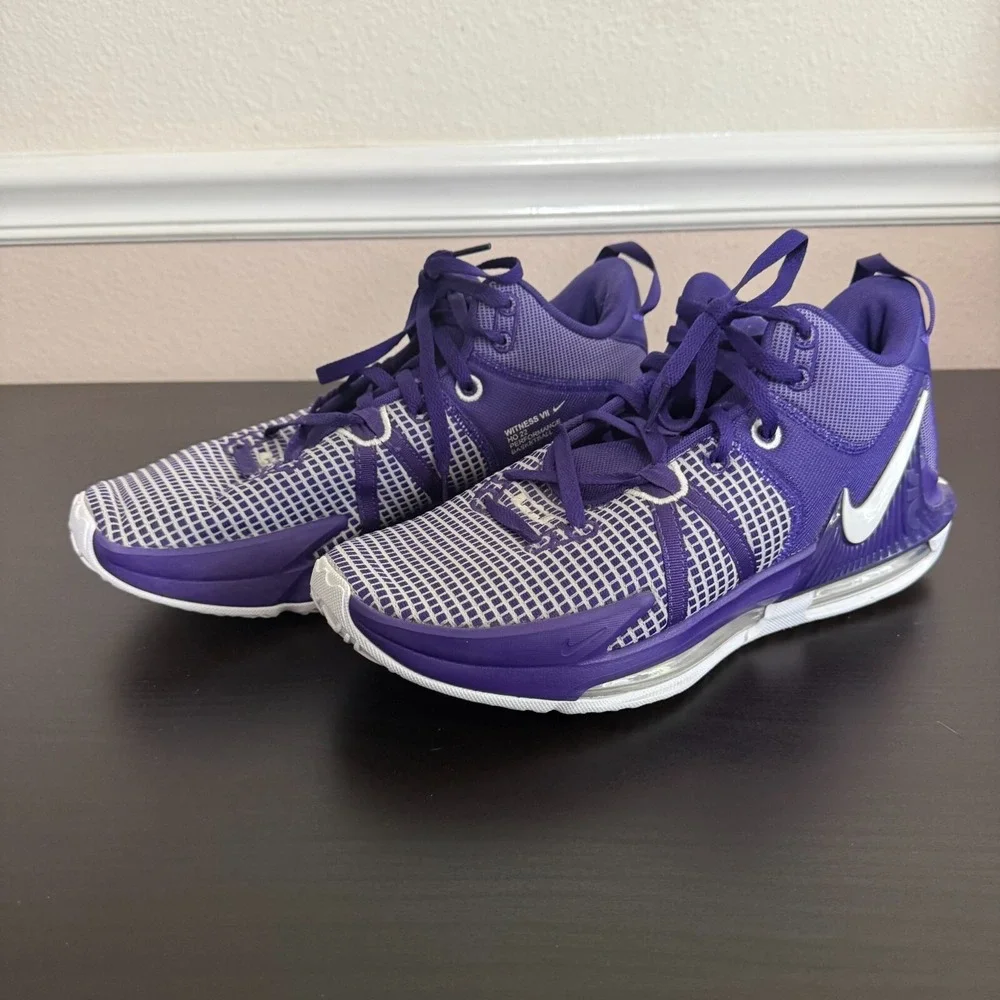 Nike Lebron Witness Vii Sneakers Mens 12 Purple White Lace-Up Running Shoes‎